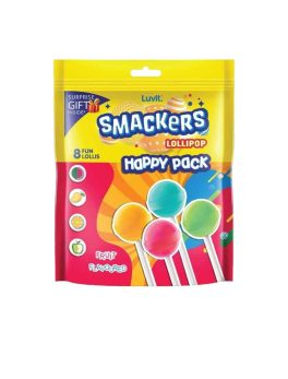 LUVIT SMACKERS LOLLIPOP FRUIT FLAVOURED 60G